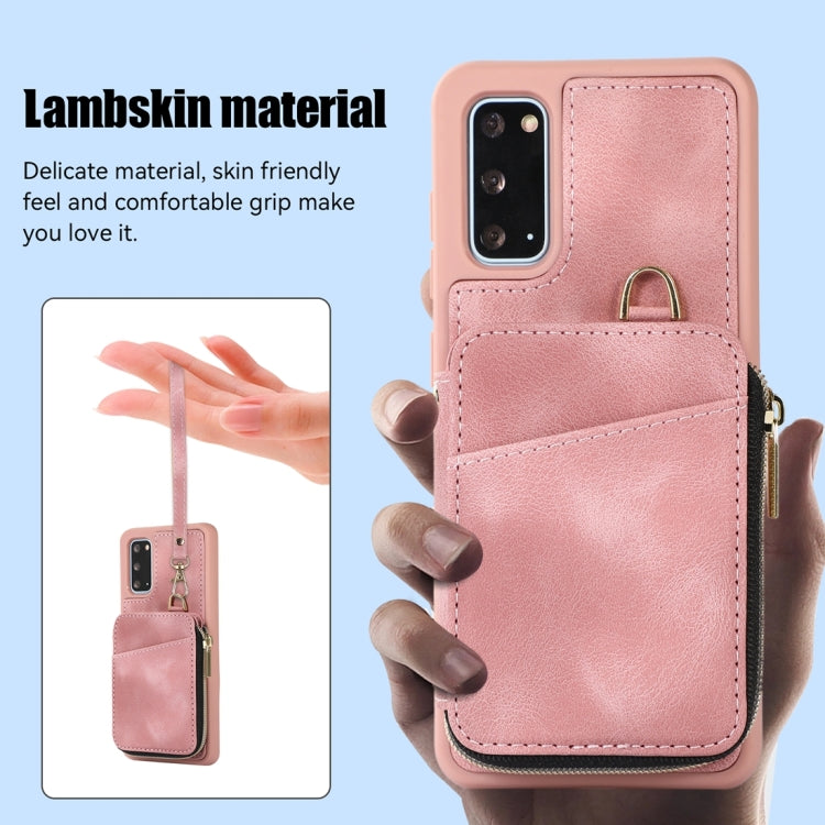 For Samsung Galaxy S20+ Zipper Card Bag Back Cover Phone Case