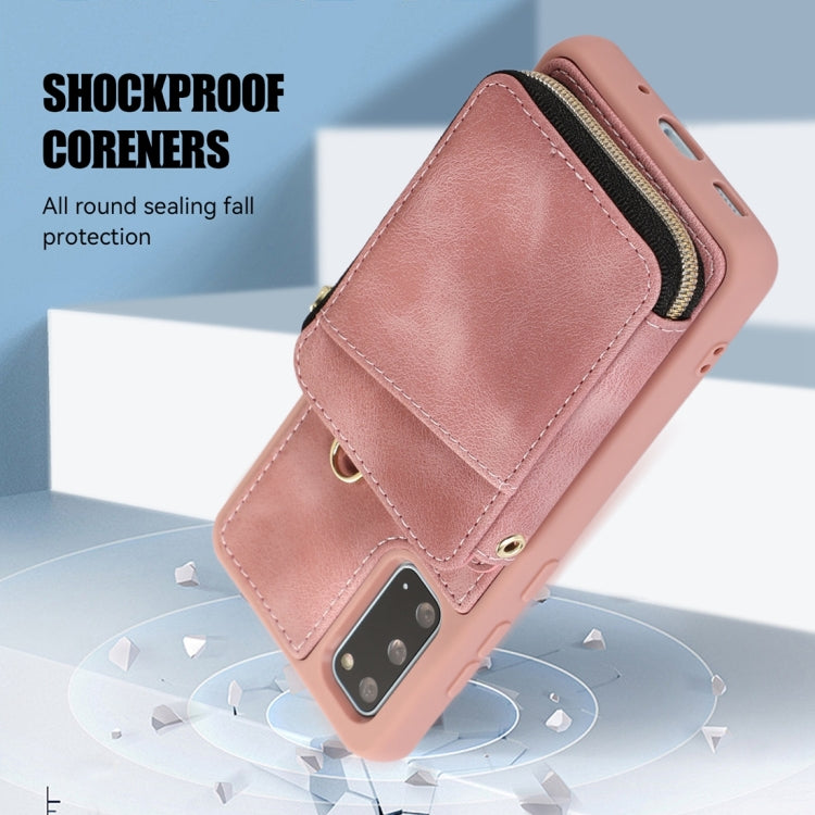 For Samsung Galaxy S20+ Zipper Card Bag Back Cover Phone Case