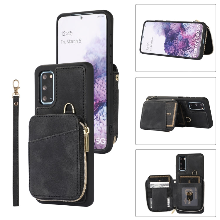 For Samsung Galaxy S20+ Zipper Card Bag Back Cover Phone Case