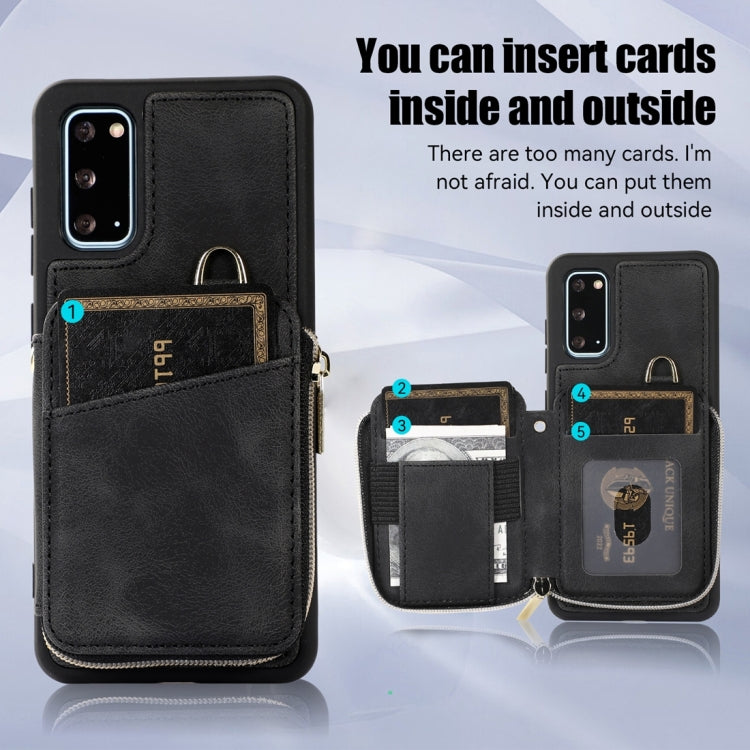 For Samsung Galaxy S20+ Zipper Card Bag Back Cover Phone Case