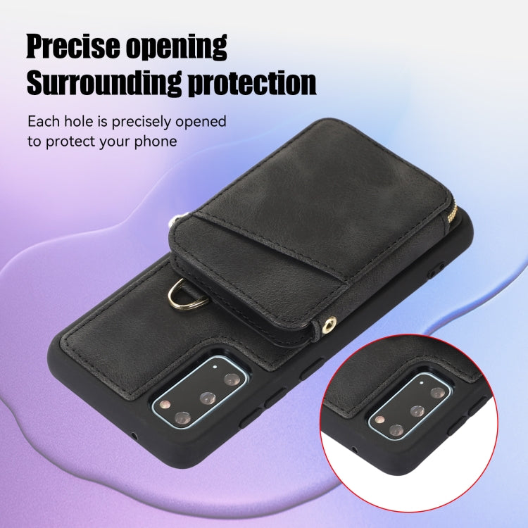 For Samsung Galaxy S20+ Zipper Card Bag Back Cover Phone Case