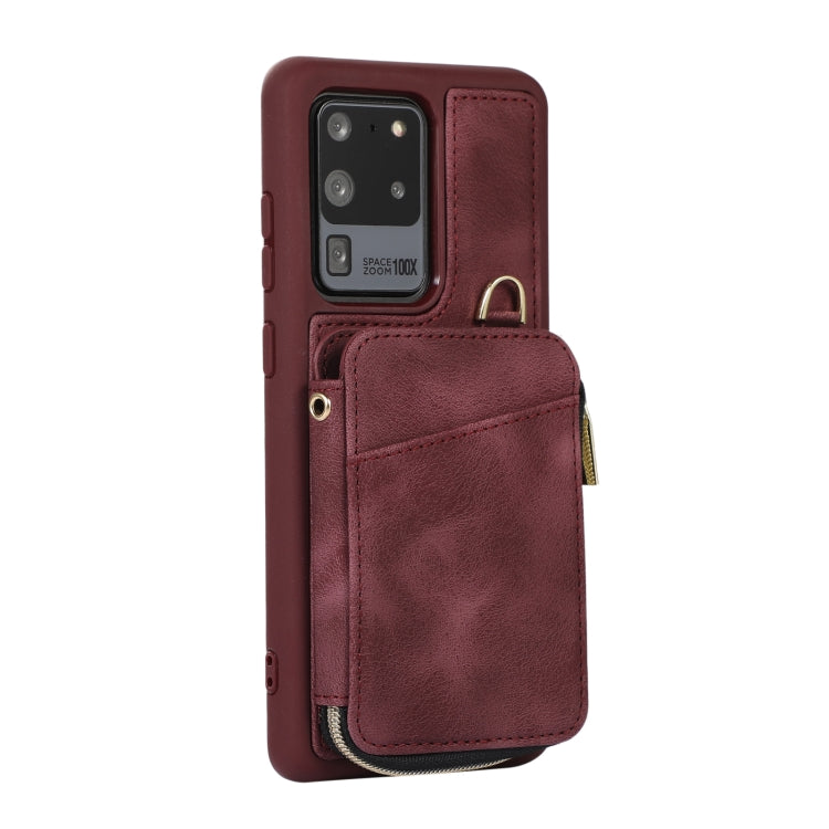 For Samsung Galaxy S20 Ultra Zipper Card Bag Back Cover Phone Case