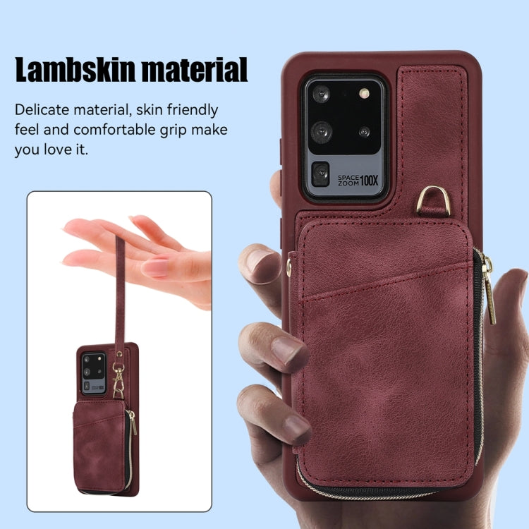 For Samsung Galaxy S20 Ultra Zipper Card Bag Back Cover Phone Case