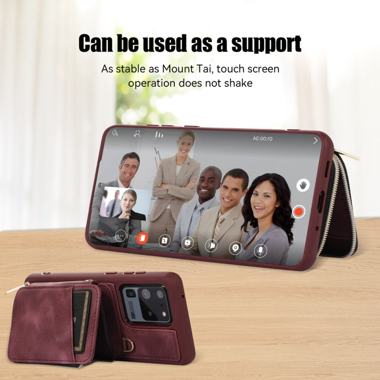 For Samsung Galaxy S20 Ultra Zipper Card Bag Back Cover Phone Case