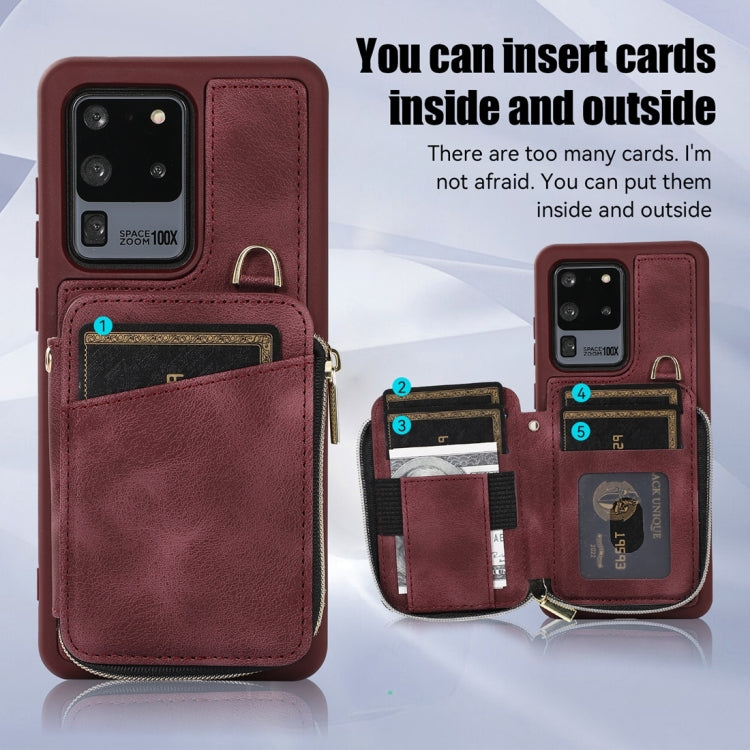 For Samsung Galaxy S20 Ultra Zipper Card Bag Back Cover Phone Case