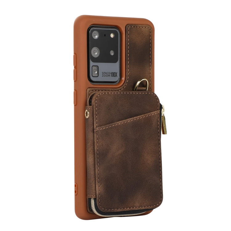 For Samsung Galaxy S20 Ultra Zipper Card Bag Back Cover Phone Case