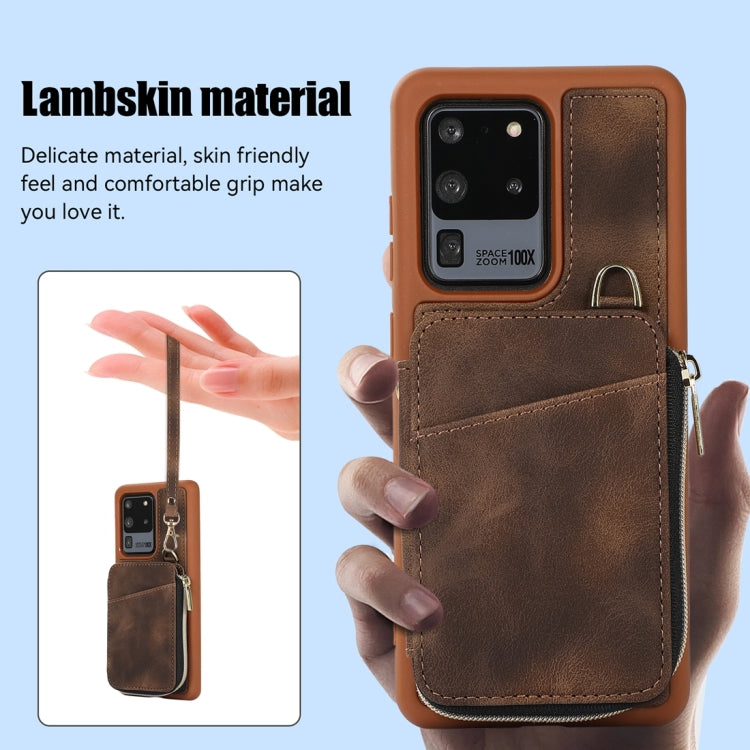 For Samsung Galaxy S20 Ultra Zipper Card Bag Back Cover Phone Case