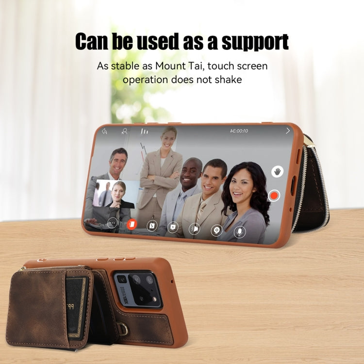 For Samsung Galaxy S20 Ultra Zipper Card Bag Back Cover Phone Case