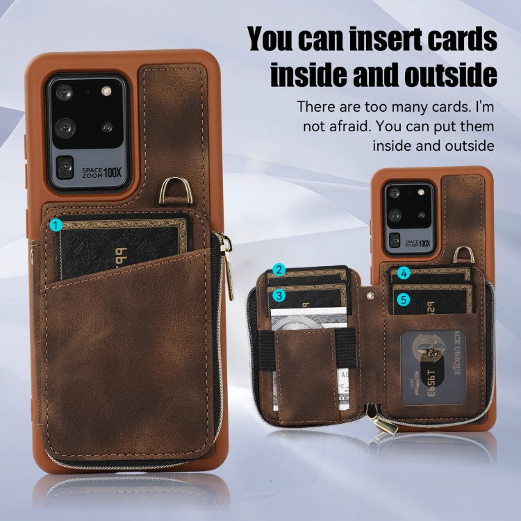 For Samsung Galaxy S20 Ultra Zipper Card Bag Back Cover Phone Case