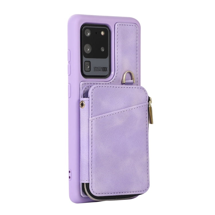 For Samsung Galaxy S20 Ultra Zipper Card Bag Back Cover Phone Case