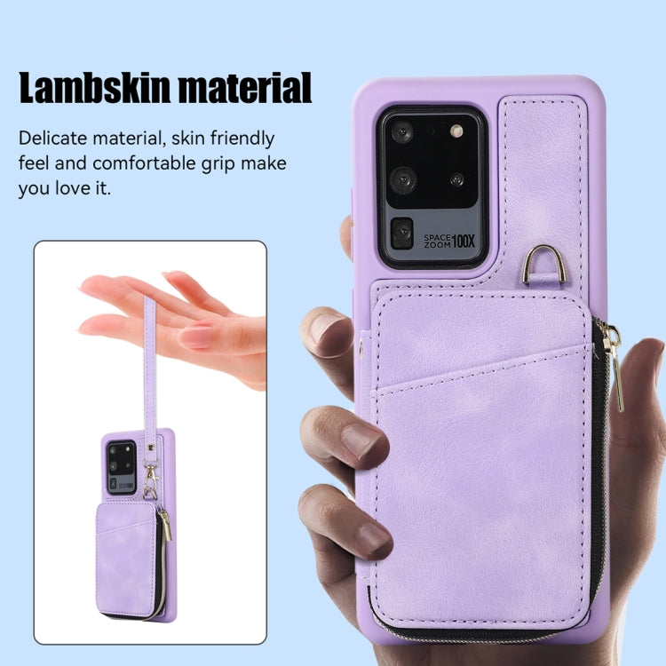 For Samsung Galaxy S20 Ultra Zipper Card Bag Back Cover Phone Case