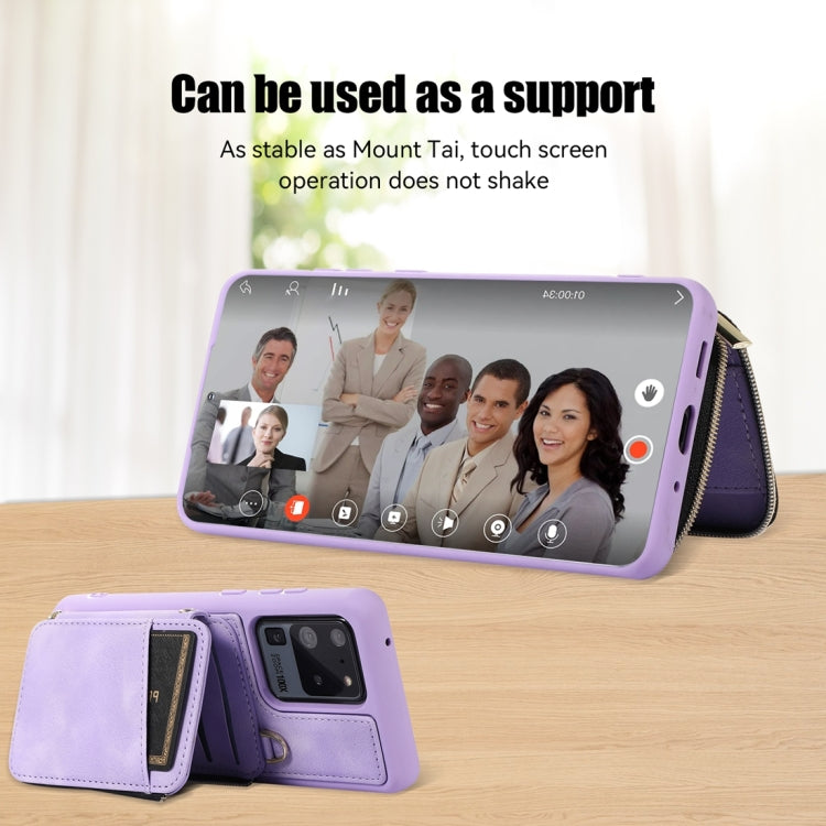 For Samsung Galaxy S20 Ultra Zipper Card Bag Back Cover Phone Case