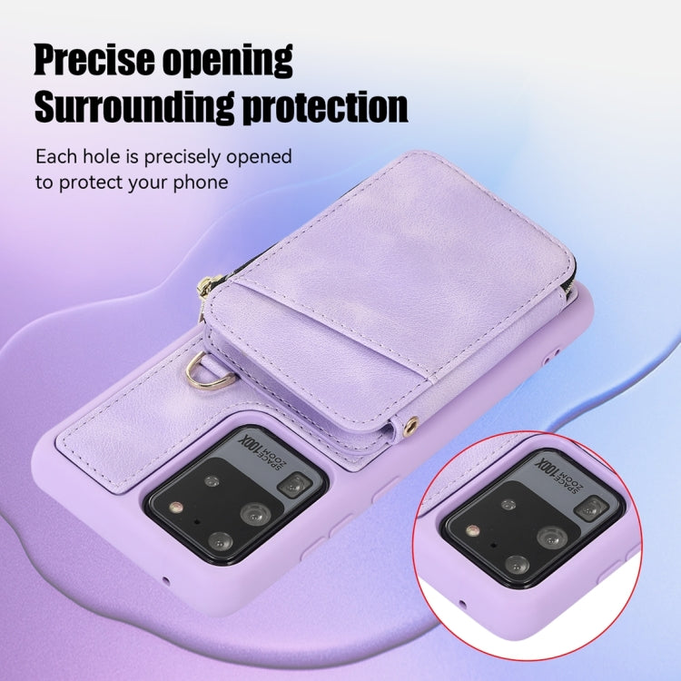 For Samsung Galaxy S20 Ultra Zipper Card Bag Back Cover Phone Case