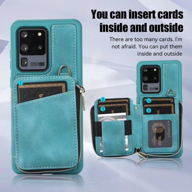 For Samsung Galaxy S20 Ultra Zipper Card Bag Back Cover Phone Case