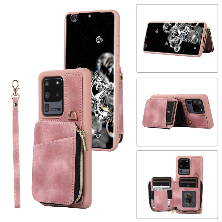 For Samsung Galaxy S20 Ultra Zipper Card Bag Back Cover Phone Case