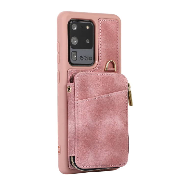For Samsung Galaxy S20 Ultra Zipper Card Bag Back Cover Phone Case