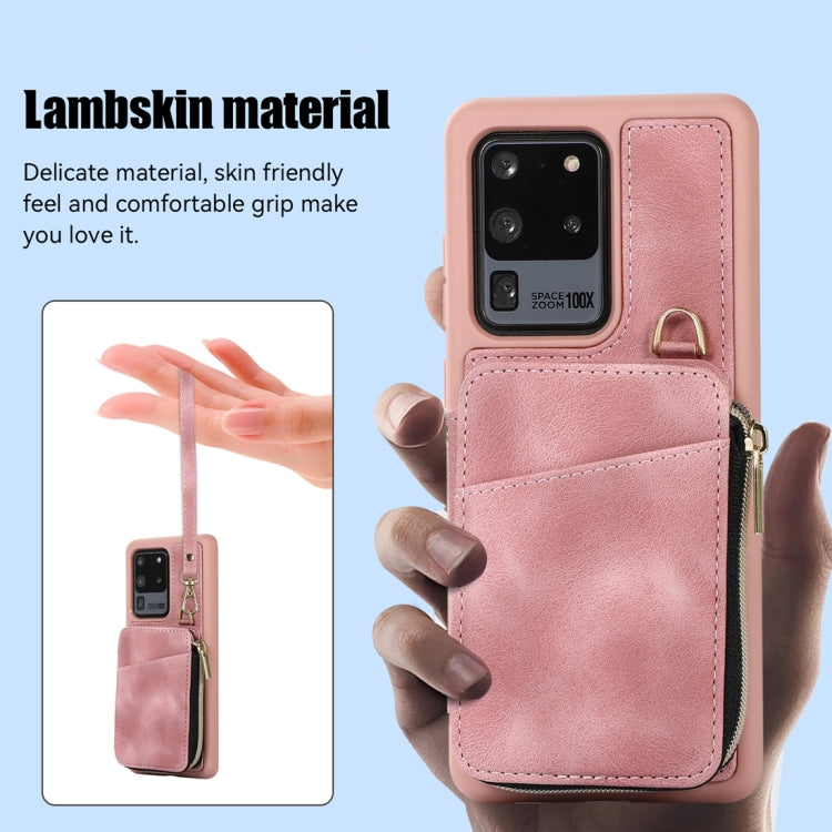 For Samsung Galaxy S20 Ultra Zipper Card Bag Back Cover Phone Case