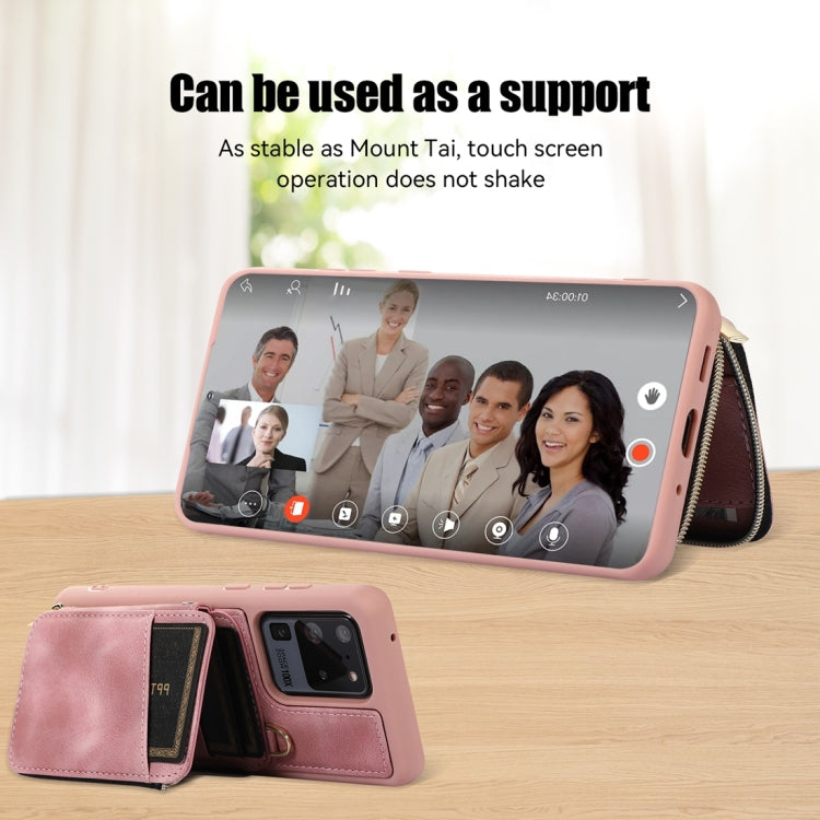 For Samsung Galaxy S20 Ultra Zipper Card Bag Back Cover Phone Case