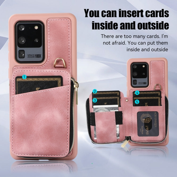 For Samsung Galaxy S20 Ultra Zipper Card Bag Back Cover Phone Case