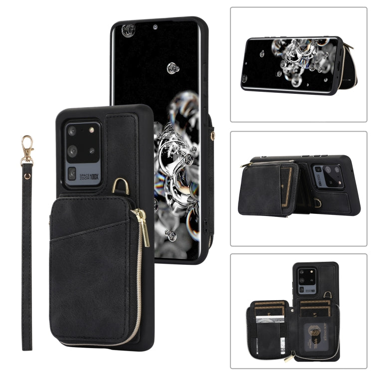For Samsung Galaxy S20 Ultra Zipper Card Bag Back Cover Phone Case