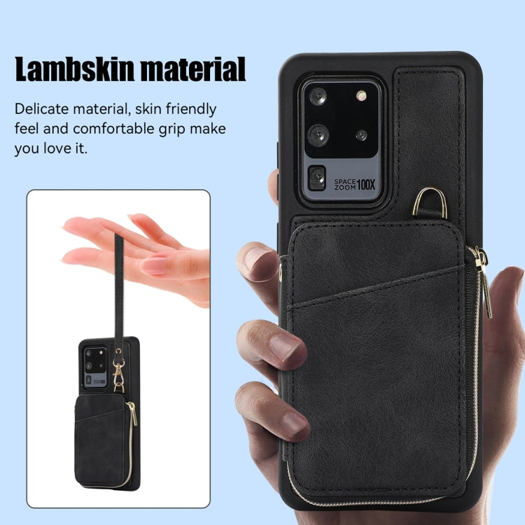 For Samsung Galaxy S20 Ultra Zipper Card Bag Back Cover Phone Case