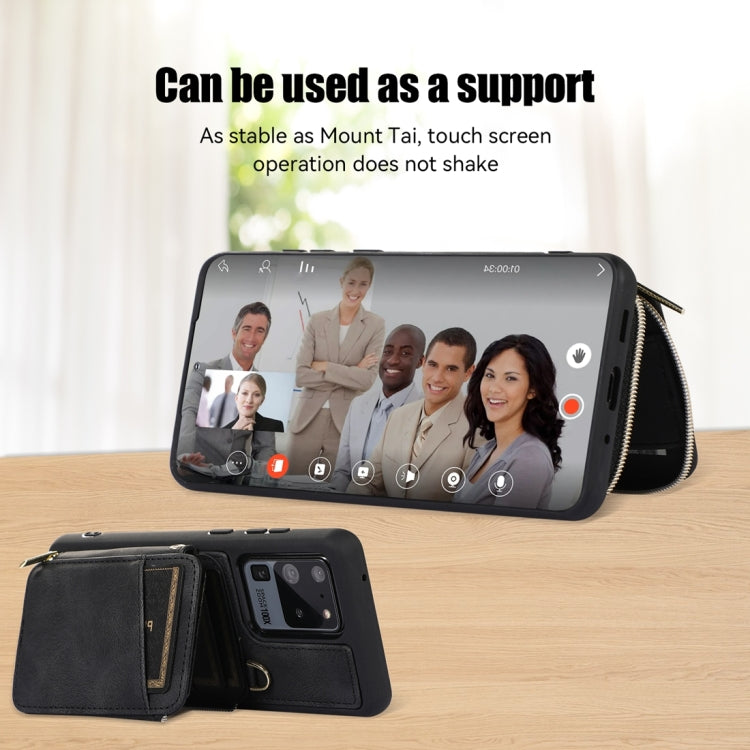 For Samsung Galaxy S20 Ultra Zipper Card Bag Back Cover Phone Case