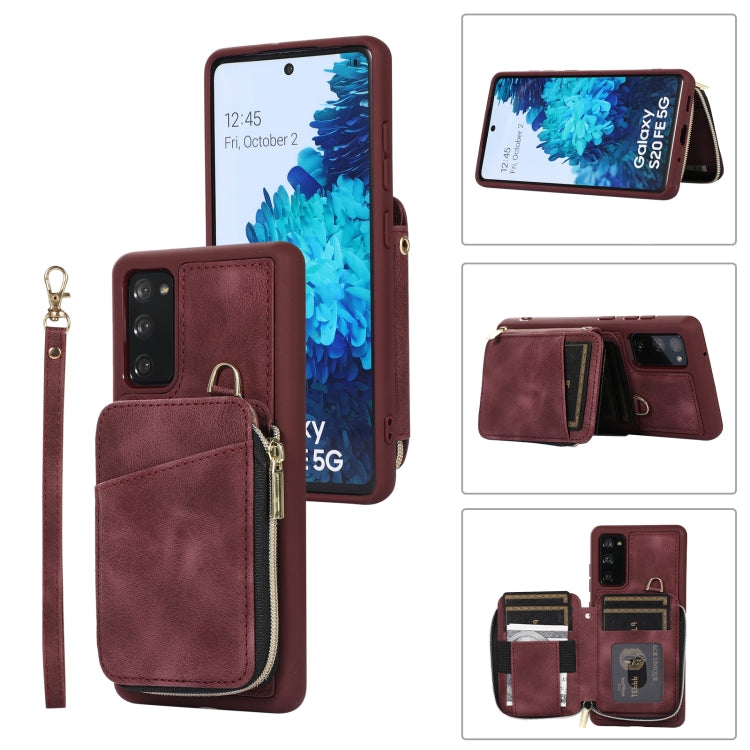For Samsung Galaxy S20 FE Zipper Card Bag Back Cover Phone Case