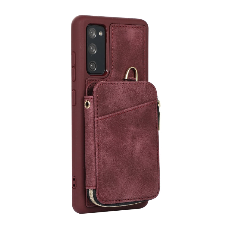 For Samsung Galaxy S20 FE Zipper Card Bag Back Cover Phone Case