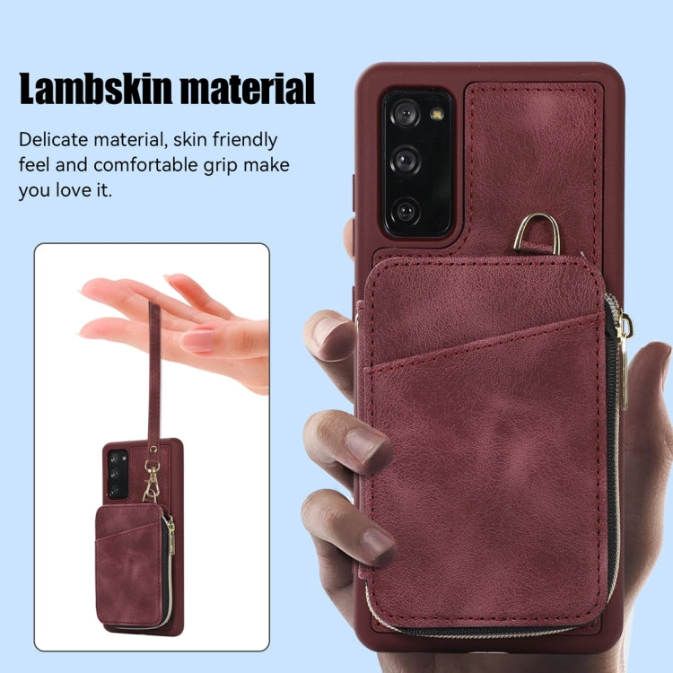 For Samsung Galaxy S20 FE Zipper Card Bag Back Cover Phone Case
