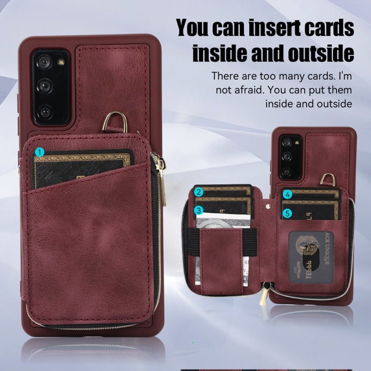 For Samsung Galaxy S20 FE Zipper Card Bag Back Cover Phone Case