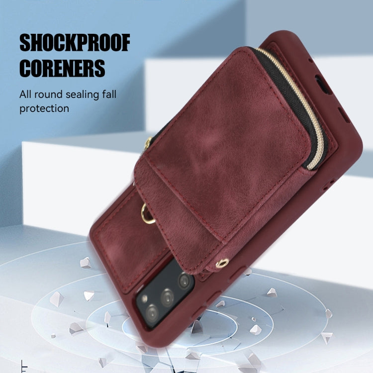 For Samsung Galaxy S20 FE Zipper Card Bag Back Cover Phone Case