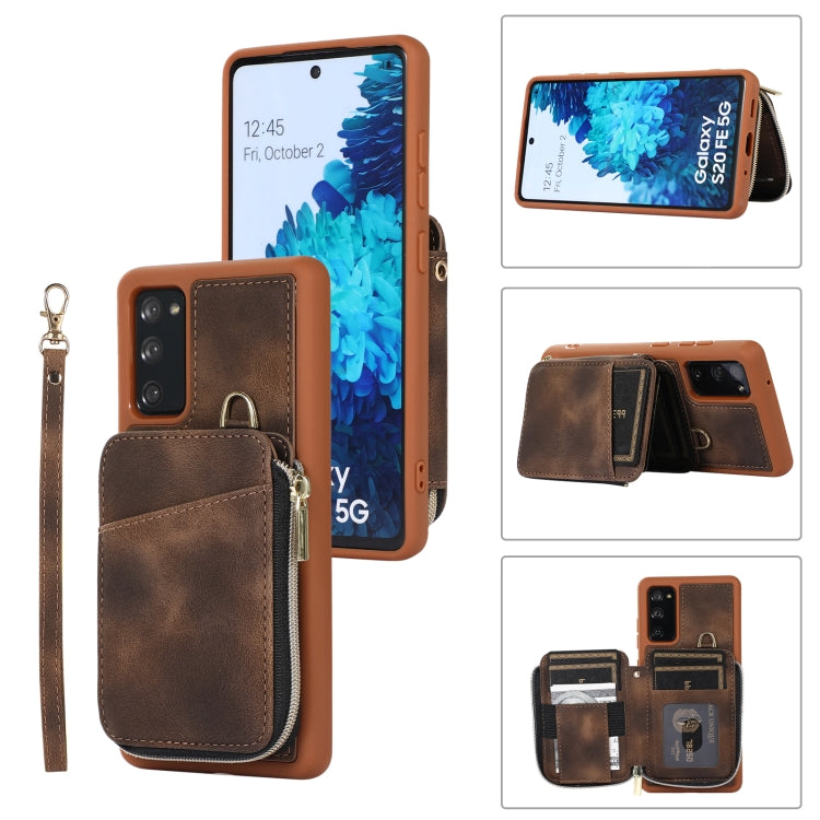 For Samsung Galaxy S20 FE Zipper Card Bag Back Cover Phone Case