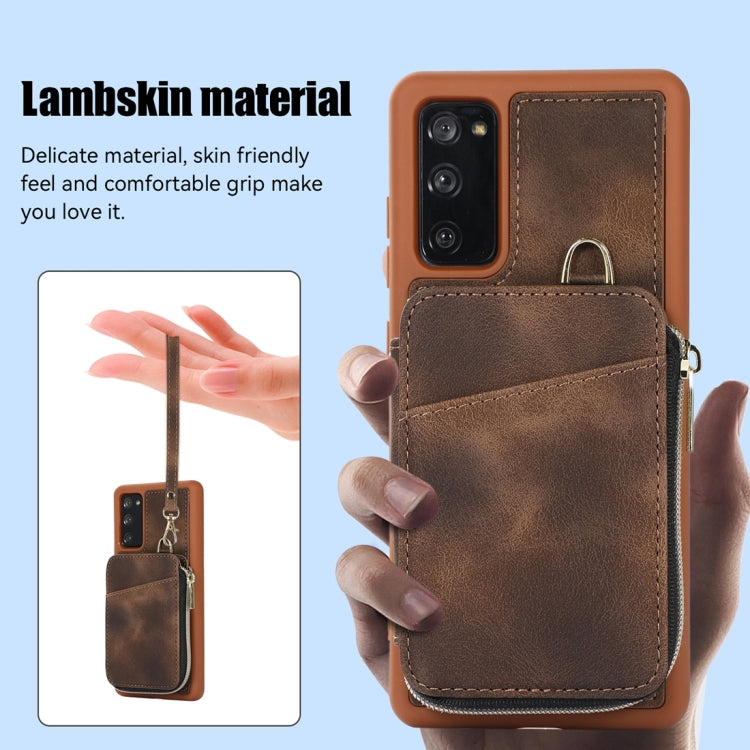 For Samsung Galaxy S20 FE Zipper Card Bag Back Cover Phone Case