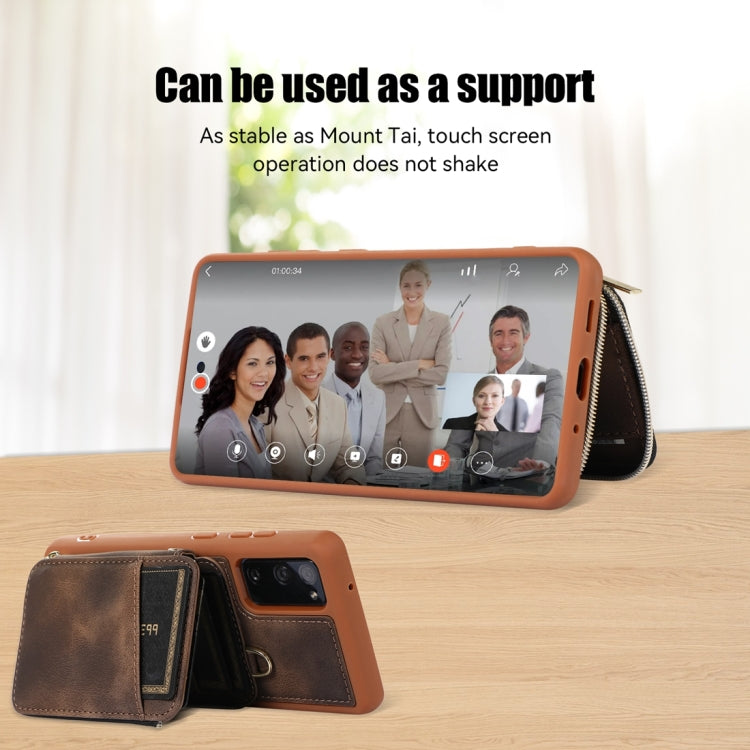 For Samsung Galaxy S20 FE Zipper Card Bag Back Cover Phone Case