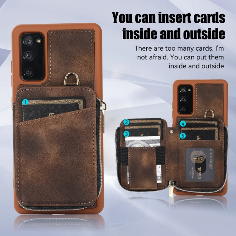 For Samsung Galaxy S20 FE Zipper Card Bag Back Cover Phone Case