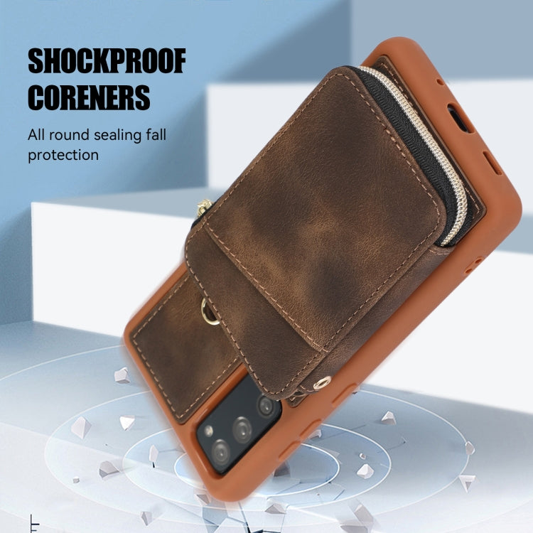 For Samsung Galaxy S20 FE Zipper Card Bag Back Cover Phone Case