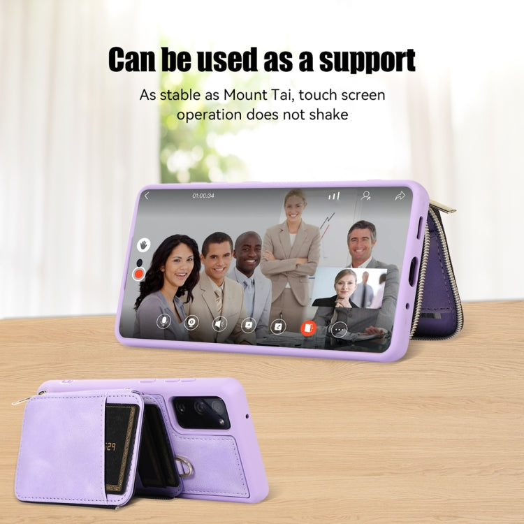 For Samsung Galaxy S20 FE Zipper Card Bag Back Cover Phone Case