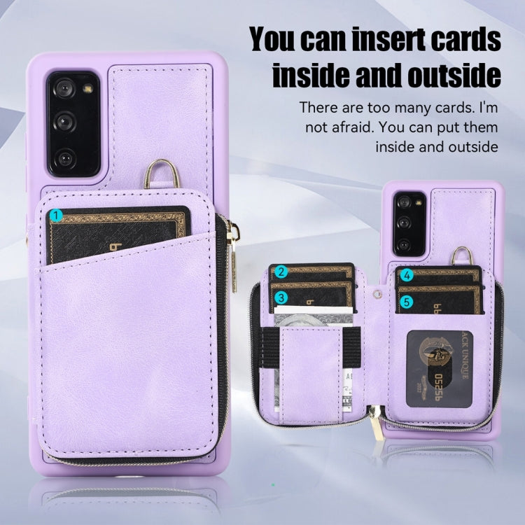 For Samsung Galaxy S20 FE Zipper Card Bag Back Cover Phone Case