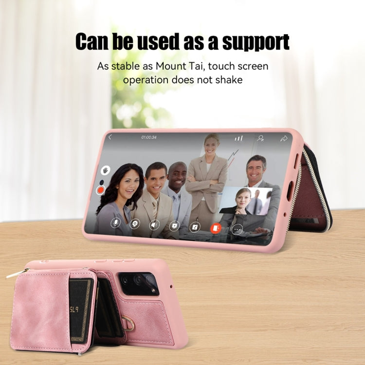 For Samsung Galaxy S20 FE Zipper Card Bag Back Cover Phone Case