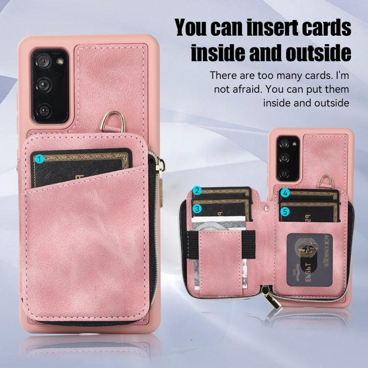 For Samsung Galaxy S20 FE Zipper Card Bag Back Cover Phone Case