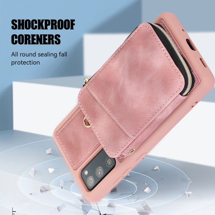 For Samsung Galaxy S20 FE Zipper Card Bag Back Cover Phone Case