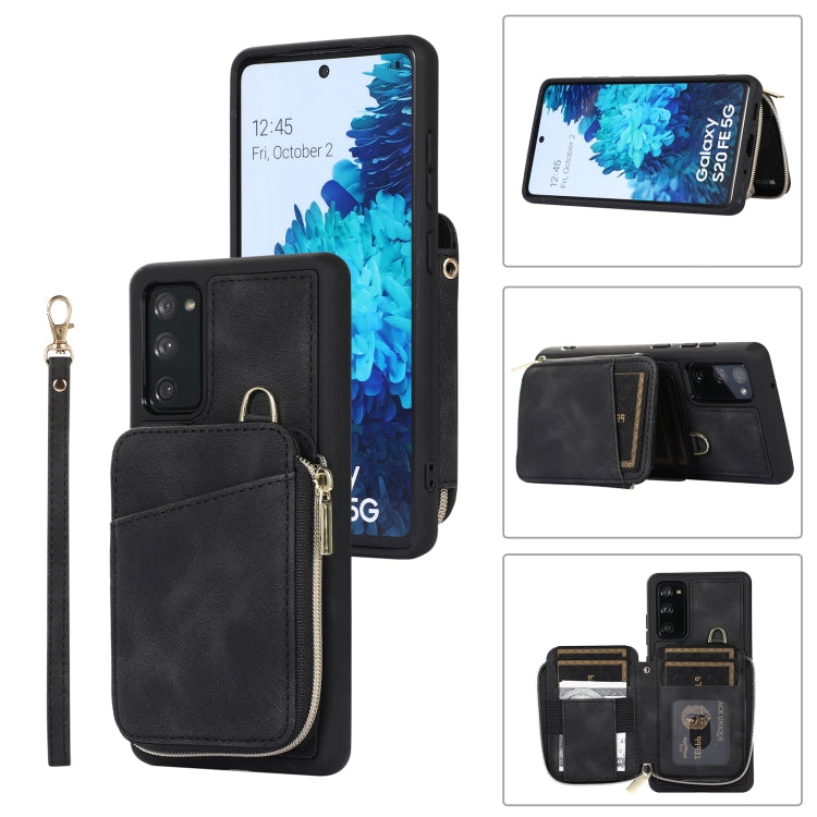 For Samsung Galaxy S20 FE Zipper Card Bag Back Cover Phone Case