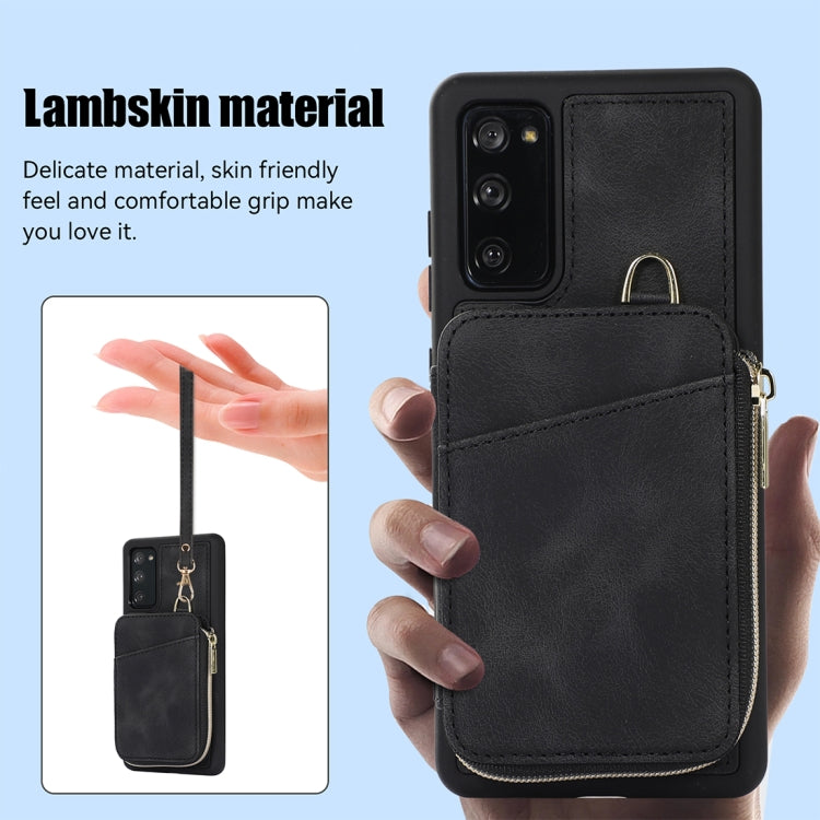 For Samsung Galaxy S20 FE Zipper Card Bag Back Cover Phone Case