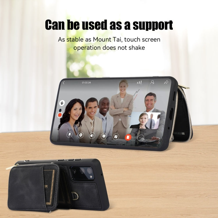 For Samsung Galaxy S20 FE Zipper Card Bag Back Cover Phone Case