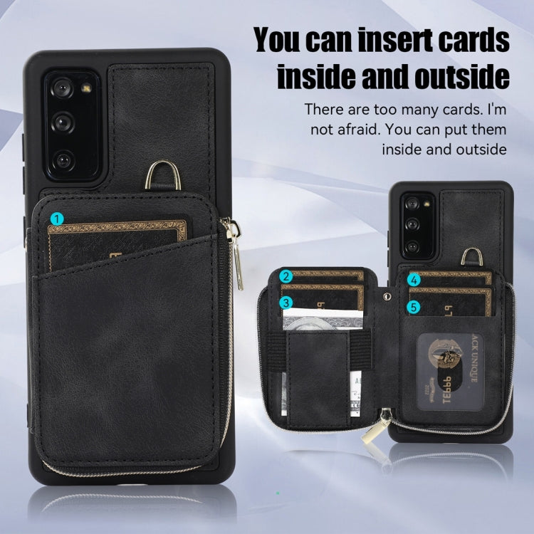For Samsung Galaxy S20 FE Zipper Card Bag Back Cover Phone Case
