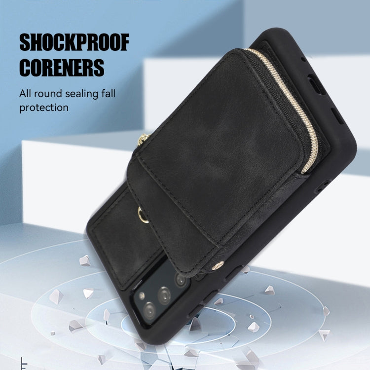 For Samsung Galaxy S20 FE Zipper Card Bag Back Cover Phone Case
