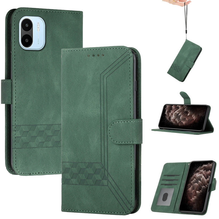 For Xiaomi Redmi A1 Cubic Skin Feel Flip Leather Phone Case