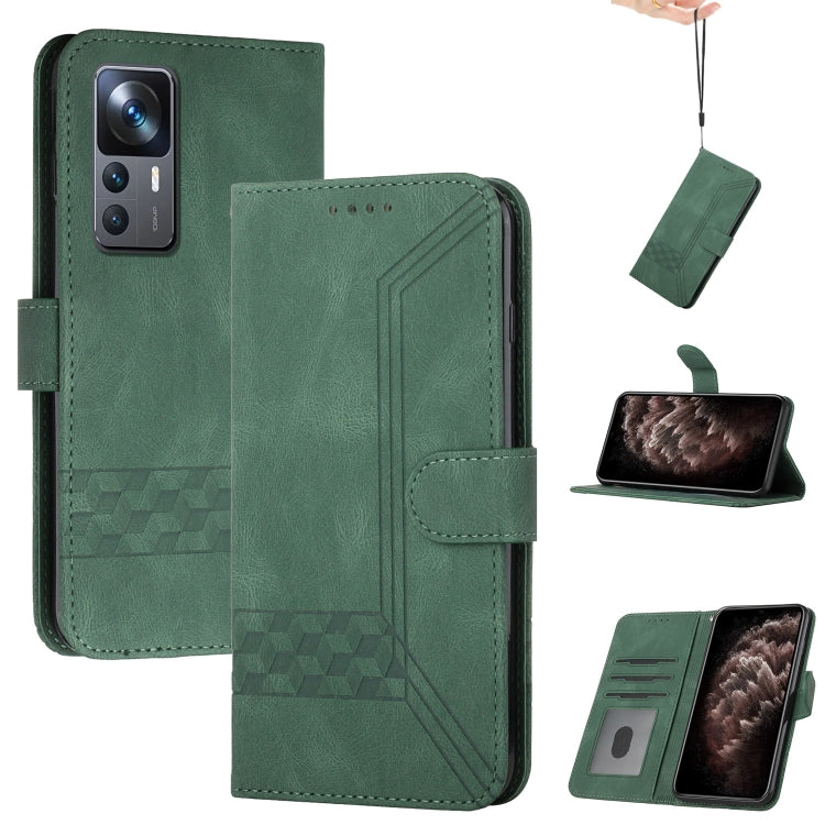 For Xiaomi 12T / 12T Pro / Redmi K50 Ultra Cubic Skin Feel Flip Leather Phone Case