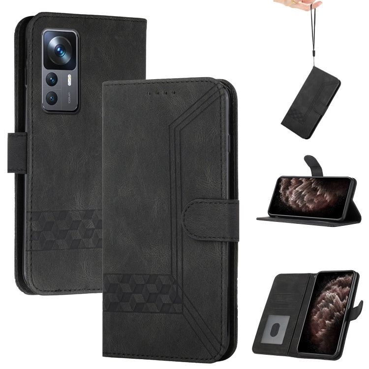 For Xiaomi 12T / 12T Pro / Redmi K50 Ultra Cubic Skin Feel Flip Leather Phone Case