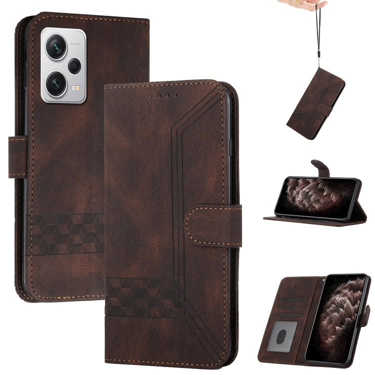 For Xiaomi Poco X5 Cubic Skin Feel Flip Leather Phone Case